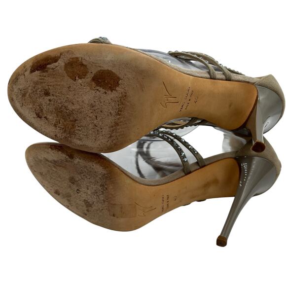 Giuseppe Zanotti Womens 40 US 8.5 Crystal Rhinestones Embellished Sandals Gray - Picture 10 of 16